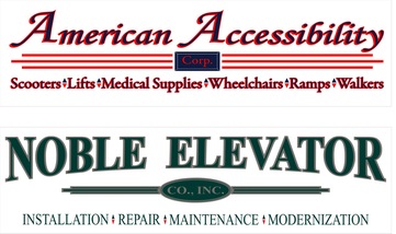 American Accessibility and Noble Elevators company logo.
